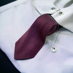 Ashley & Blake Navy Blue Burgundy Red Diamond Print Silk Mens Neck Tie 59" VG