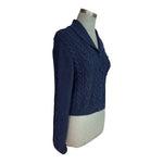 Vintage L.L.Bean Fisherman Knit Wool Cardigan Navy Blue Size 34 Shawl Collar VG