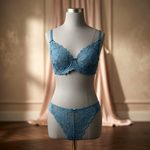 Victoria's Secret Vintage Floral Lace Bra Set Green 36D/L Underwire Lingerie
