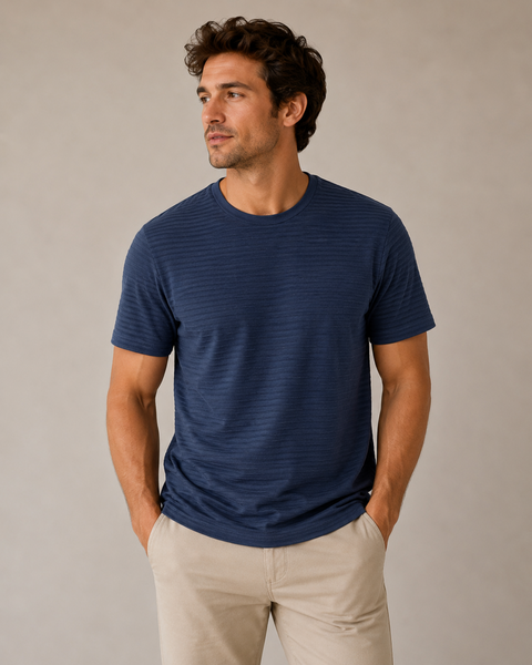 Pezzo Mens M Navy Filoscozia Cotton T-Shirt Made in Italy VG