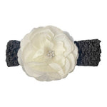 Bridal Ivory Lace Flower Hair Band Chiffon Rose Rhinestone French Netting NWOT