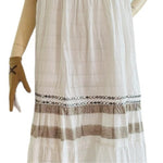 Rip Curl Vista Maxi Dress M White Grey Metallic Layered Cotton Spaghetti NWT