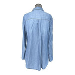 Massini Women's Light Blue Denim Tunic Shirt M Half Button Front Long Sleeve VG
