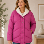 Vintage Saks Fifth Avenue Reversible Down Puffer Jacket Pink Beige Womens Size S