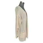 MAK Beige Knit Duster Cardigan 3/4 Sleeve Open Front Women M/L 34.5" Textured VG