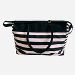 Victoria’s Secret Striped Canvas Duffel Tote Bag Black White Pink NWT