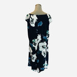 Lauren Ralph Lauren Navy Floral Cowl Neck Sleeveless Sheath Midi Dress Sz 18W VG