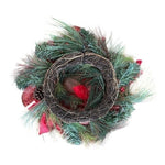 Handmade Christmas Wreath 19" Poinsettia Pine Red Berries Apples Glitter VG
