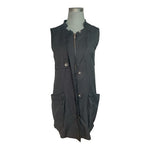 LeShop Women's Black Long Vest S Zip Front Sleeveless Cardigan Rayon Cotton VG
