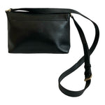 Calvin Klein Black PU Leather Crossbody Bag Gold Accents Good Plus Condition
