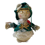 Vintage Handcrafted Christmas Mouse Ornament Xmas Green PJ Mouse