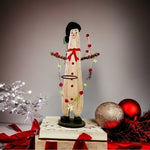 Snowman Candle Holder 16.5" Wood Santa Hat Figurine Christmas Decor Very Good