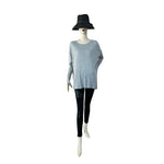 H&M Women's Light Grey Pullover Sweater Size M Crew Neck Drop Shoulder Casual VG