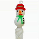 Glass Snowman Teardrop Ornament 6.5” Red White Green Holiday Christmas Decor