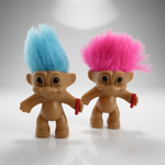 Vintage Russ Berrie Troll Doll Lot 2 Blue Pink Hair Dolls Figurine 90s Lucky
