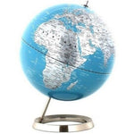 Modern World Globe Chrome Base Blue Silver Black Enamel 15.5” Home Office Decor