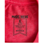 MADE HERE Cross Country Women's Tee XL Heather Strawberry White Cotton NWOT
