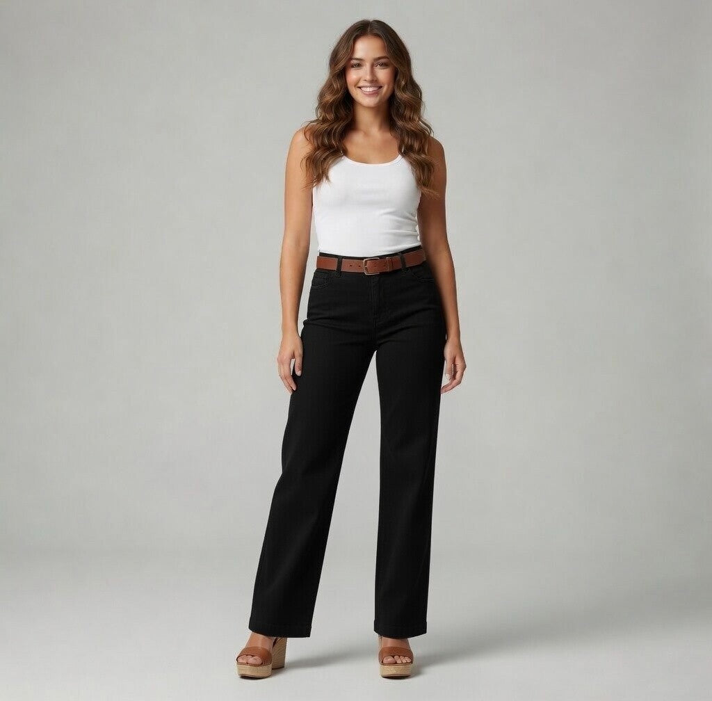 OLD NAVY Womens Pants 12 Black Classic Fit Straight Leg Cotton Blend Trousers VG