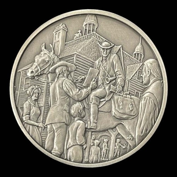 Franklin Mint History of Colonial America Pewter Medal Boston News-Letter VG