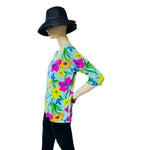 Joseph A Women's Multicolor Floral Silk Blouse XL 85% Silk 3/4 Sleeve Crew VG