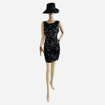Alice Olivia Silk Sequin Sheath Dress Black Keyhole Back Size S