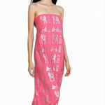 Egyptian Hieroglyphs Pink Silver Beach Sarong Wrap Scarf 60x44 Egypt NWOT