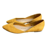 Time And Tru Yellow Gold Velvet Point Toe Ballet Flats Slip On Shoes 8.5 NWOT