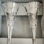 Rare Waterford Crystal Millennium Collection 2000 PEACE Toasting Flutes Set of 2