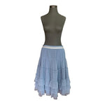 Anthropologie Maeve Blue Tiered Ruffle Tulle Midi Skirt Women’s LP Excellent