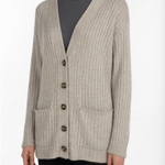 Gap Women's Tan Merino Wool V-Neck Cardigan M Button Front Ribbed Pockets EXC