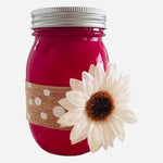 Handcrafted Sunflower Mason Jar with Lid Glass Metal 5.25 Canister Storage Decor