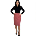 Dana Buchman Dusty Red Silk Rayon Wool Blend Knee Length Pencil Skirt Sz 10 VG