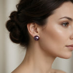 Purple Pearl Stud Earrings Women’s NWOT