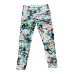 PRANA Pillar Printed Leggings Sz M Green Multicolor Cropped High Rise Stretch VG