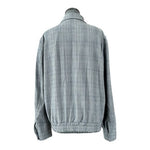 ZARA Mens Jacket L Grey Black Check Plaid Zip Front Windbreaker Collar VG