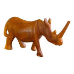Hand Carved Wood Rhino Statue 8.5" Wooden Rhinoceros Figurine African Art Decor
