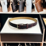 Vintage Christian Dior Burgundy Brown Aniline Leather Gold Buckle Womens Belt 32