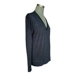 Kirkland Signature V-Neck Pullover Sweater Dark Blue Long Sleeve Women Medium VG