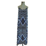 Express Emerald Print Boho Maxi Dress M Blue Gray Sleeveless Spaghetti Strap VG