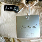 Just Quella Sequin Sparkle Mini Dress S Beige Backless Ruffle Spaghetti NWT