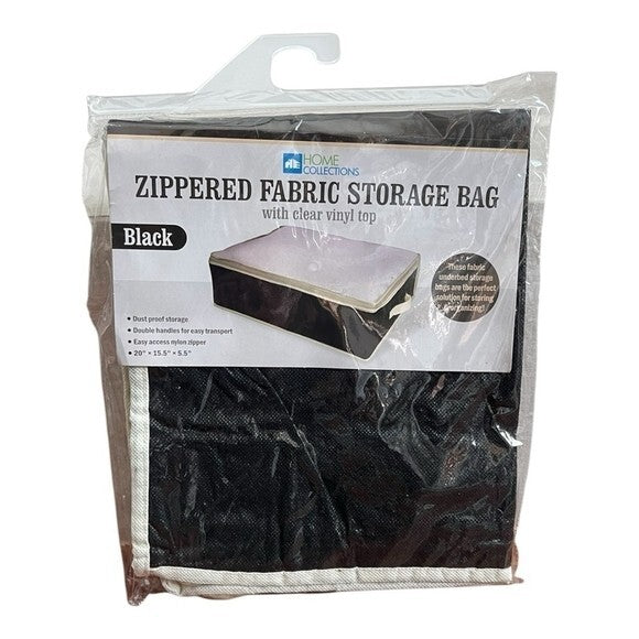 HOME COLLECTIONS Underbed Zippered Fabric Storage Bag Black 20"×15.5"×5.5" NIP