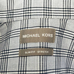 Michael Kors Men's Blue Plaid Slim Fit Button Down Dress Shirt L 16.5 34/35 EXC