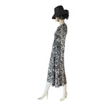 Topshop Zebra Print Midi Dress Sz 8 Beige Brown Long Sleeve Sheer Polyester EXC