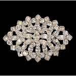 Vintage Silver Clear Rhinestone Crystal Oval Brooch Rhodium Plated 2.38" Rare VG
