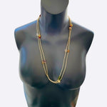 Multi-Strand Tan Beaded Necklace 54" Long Layered Statement Jewelry Non-Signed