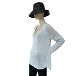 H&M Light Blue Drop Shoulder V-Neck Pullover Sweater Womens Sz Medium VG