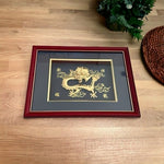 Gold Dragon 3D Framed Inlay Wall Tabletop Decor Chinese Art Feng Shui VG