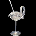 Elite Eighteen Limited Edition Swan Cocktail Glass with Glass Straw 7" Tall NIB