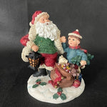 Vintage Santa Claus Caring Gifts For Boy Statue 4.5 Christmas Figurine Very Good
