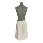MANGO Light Gray A-Line Skirt Ribbon Belt Knee Length Women Size 8 Front Slit EX